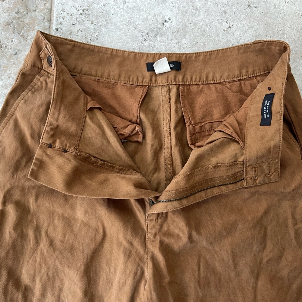 Madewell The Harlow Wide-Leg Linen Blend Pant in Acorn Brown, size 4 - Picture 8 of 13